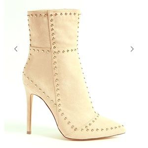 Nude gold studded heel booties